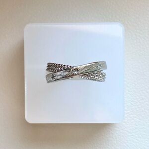 Silver Crisscross Textured Ring